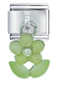 Italian Charms - light green flower italian charm Image.
