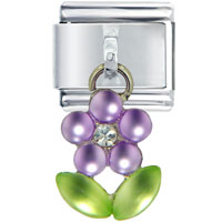 Italian Charms - dangle lilac flower italian charm Image.