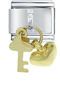 Italian Charms - key heart dangle italian charm Image.