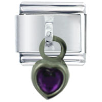 Italian Charms - dangle february heart italian charm Image.