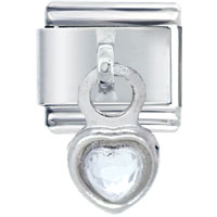 Italian Charms - april diamond color heart italian charm Image.