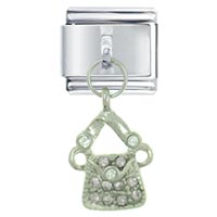 Italian Charms - rhinestone purse silver italian charm Image.