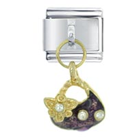 Italian Charms - stone purse purple italian charm Image.