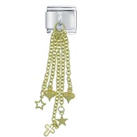 Italian Charms - golden chain star heart cross dangle italian charm Image.