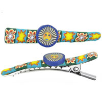Kids Jewelry - sun and flower fimo hair clip Image.