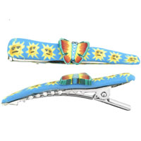 Kids Jewelry - butterfly and sun fimo hair clip Image.