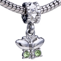 European Beads - green butterfly dangle european beads Image.