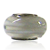 European Beads - white spiral line circling murano glass european beads htg_017 Image.