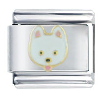 Italian Charms - white puppy face italian charm Image.
