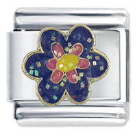 Italian Charms - glitter flower italian charm Image.
