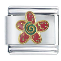 Italian Charms - sparkling red flower italian charm Image.