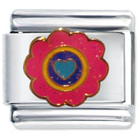 Italian Charms - pink glitter flower italian charm Image.