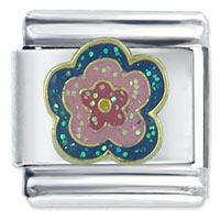 IE0068_PG: blue and pink flower italian charm Image.