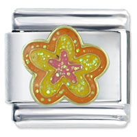 Italian Charms - orange star flower italian charm Image.