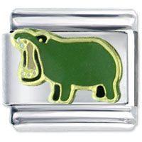 Italian Charms - green hippo italian charm Image.
