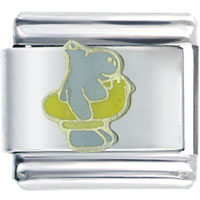 Italian Charms - swimming hippo italian charm Image.