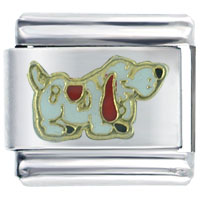Italian Charms - red and white dog italian charm Image.