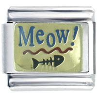 Italian Charms - meow fish bone italian charm Image.