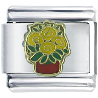 Italian Charms - yellow flower basket italian charm Image.