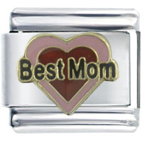 Italian Charms - heart best mom italian charm Image.