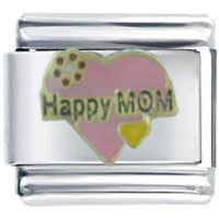 Italian Charms - happy mom heart italian charm Image.