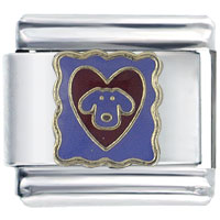 Italian Charms - purple puppy heart italian charm Image.
