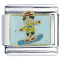 Italian Charms - snow board boy italian charm Image.