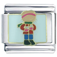 Italian Charms - hand painted boy italian charm Image.