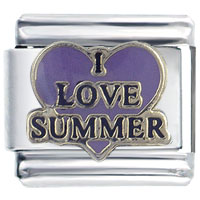 Italian Charms - i love summer pink heart italian charm Image.