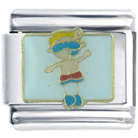 Italian Charms - swimming boy italian charm Image.
