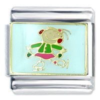 Italian Charms - naughty girl ice skating italian charm Image.