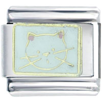 Italian Charms - white cat face italian charm Image.