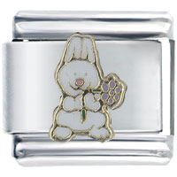 Italian Charms - love bunny flower italian charm Image.