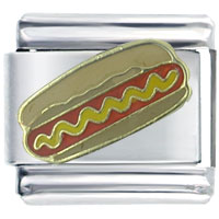 Italian Charms - hot dog with mustard italian charm Image.
