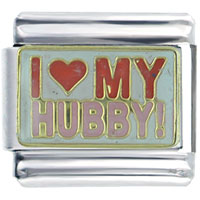 Italian Charms - heart love hubby italian charm Image.