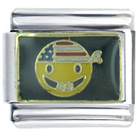 Italian Charms - patriotic happy face italian charm Image.