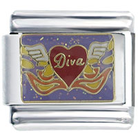Italian Charms - diva heart italian charm Image.