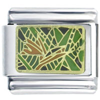 Italian Charms - green stained glass window italian charm Image.