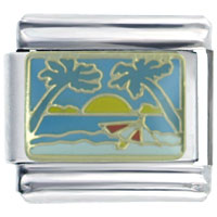 Italian Charms - palm tree beach italian charm Image.