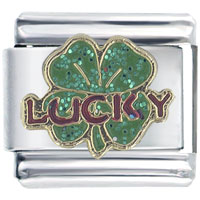 Italian Charms - glitter lucky clover italian charm Image.
