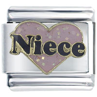 Italian Charms - glitter pink niece heart italian charm Image.