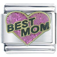 Italian Charms - best mom magenta heart italian charm Image.