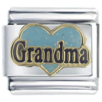 Italian Charms - glitter turquoise grandma heart italian charm Image.