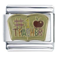 Italian Charms - gold plated #1 teacher italian charm Image.