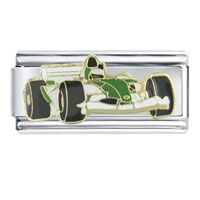 Italian Charms - formula 1 green race car italian charm Image.
