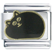 Italian Charms - sleepy black cat italian charm Image.