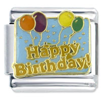 Italian Charms - happy birthday balloons italian charm Image.