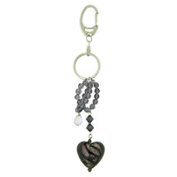 Murano Glass Jewelry - murano glass purple heart black keychain Image.