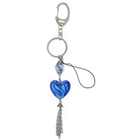 Murano Glass Jewelry - murano glass blue bead heart pendant charms keychain Image.