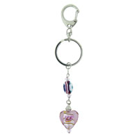 Murano Glass Jewelry - murano glass pink bead keychain Image.